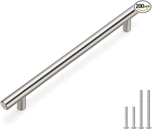 homdiy 200 Pack Brushed Nickel Cabinet Hardware Cabinet Pulls - HD201SN Cupboard Handles Modern Cabinet Door Handles 7-1/2inch Hole Center Modern T-Bar Pulls