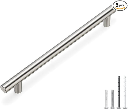 homdiy 5 Pack Brushed Nickel Cabinet Hardware Cabinet Pulls - HD201SN Cupboard Handles Modern Cabinet Door Handles 7-1/2inch Hole Center Modern T-Bar Pulls