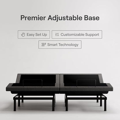 Nectar Premier Split King Adjustable Base & 13” Mattress (New Version) - Head & Foot Incline - Medium Firm Memory Foam - Cooling Upgrade - 3 Massage Settings - 365-Night Trial & Forever Warranty