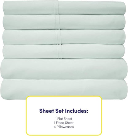 Cal King Size Bed Sheets - 6 Piece 1500 Supreme Collection Fine Brushed Microfiber Deep Pocket California King Sheet Set Bedding - 2 Extra Pillow Cases, Great Value, California King, Mint