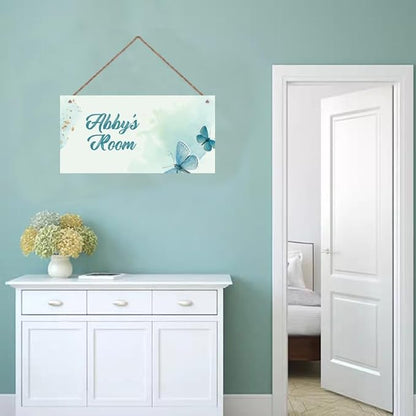 Personalized Sign Butterfly Sign Wall Art Décor For Kids Room Custom Name Door Art Décor For Little Man Cave, Floral Nursery Art Plate For Girls Room Boys Bedroom