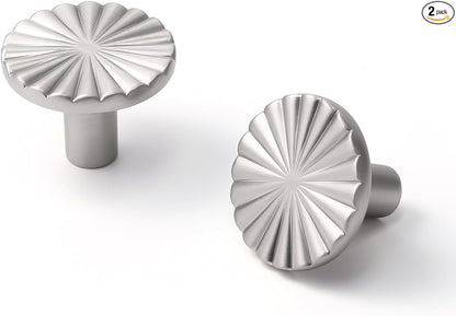2 Pack Brushed Nickel Cabinet Knobs Satin Nickel Flat Drawer Pulls Kitchen Cupboard Bathroom Dresser Cabinet Hardware Handles Zinc Alloy
