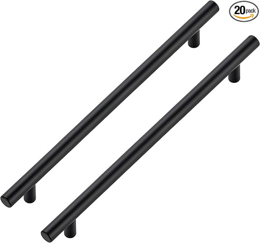 JOY DECOR 20 Pack Cabinet Handles, Black Cabinet Pulls, 8-3/4 in Hole Center Kitchen Hardware, Stainless Steel T Bar Handles for Dresser Drawers