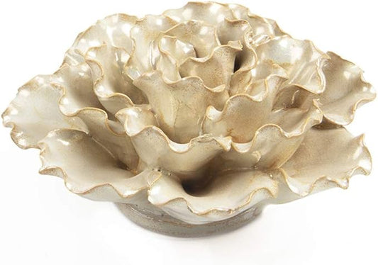 CHIVE ‘Coral’ Decorative Ceramic Flower — Beautiful & Unique Tablescape Piece — Large Opalescent Pearl White Flower