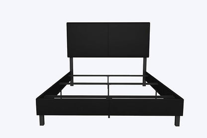 DHP Janford Upholstered Bed, Black Faux Leather, Queen