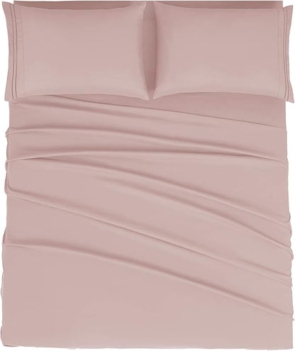 Mejoroom Bed Sheets Set,Extra Soft Luxury Full Sheets with 16 Inch Deep Pocket,Premium Bedding Collection - Breathable Wrinkle Fade Stain Resistant Hypoallergenic - 4 Piece (Full, Dusty Pink)