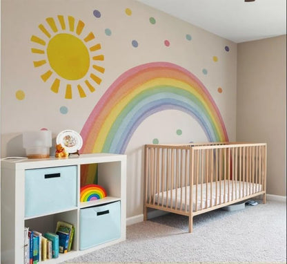 Large Rainbow Wall Decals – Removable Peel and Stick Décor for Kids Room, Playroom, Nursery Walls, and Bedroom Wall Décor - Wall Sticker (74" W x 39" H)