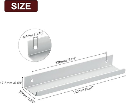 uxcell Cabinet Finger Edge Pull, 8pcs 150mm / 5.91" Aluminum Alloy Back Mount Hidden Cabinet Pulls Concealed Handle for Home Kitchen Drawer Cabinet, Silver