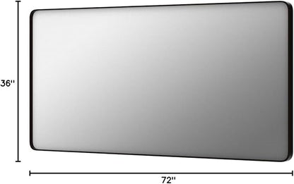 LOAAO 72X36 Inch Black Metal Framed Bathroom Mirror for Wall, Matte Black Bathroom Vanity Mirror Farmhouse, Large Rounded Rectangle Mirror, Anti-Rust, Shatter-Proof, Hangs Horizontally or Vertically