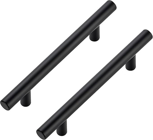 JOY DECOR 45 Pack Cabinet Handles, Black Cabinet Pulls, 4 in Hole Center Kitchen Hardware, Stainless Steel T Bar Handles for Dresser Drawers