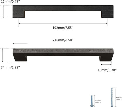 Black Square 7-1/2in 4 pcs Wooden Drawer Pulls Handle pulls for cabinets Kitchen Cabinet Drawer pulls Cabinet Door Pull