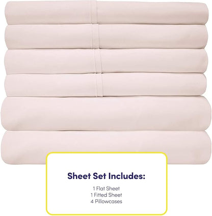 Sweet Home Collection 6 Piece 1500 Supreme Collection Brushed Microfiber Deep Pocket Sheet Set-2 Extra Pillow Cases, Great Value, Rv Short Queen, Pale Pink