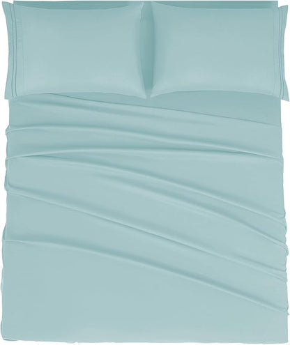 Mejoroom Queen Size Sheet Set - Hotel Luxury 1800 Bedding Sheets & Pillowcases - Deep Pocket Fitted Sheet, Soft, Breathable, Wrinkle & Fade Resistant - 4 Piece (Queen, Grayish Green)