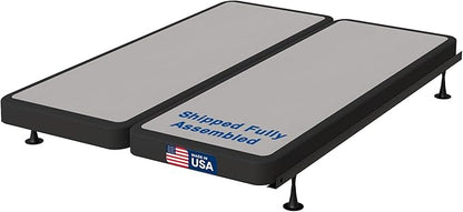 Treaton, 4-Inch Sturdy Wood Box Spring for Mattress Support - Durable and Fully Assembled, Natural Wood Foundation for Queen, Gray
