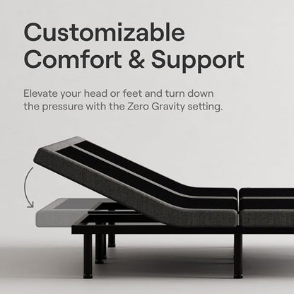 Nectar Premier Split King Adjustable Base & 13” Mattress (New Version) - Head & Foot Incline - Medium Firm Memory Foam - Cooling Upgrade - 3 Massage Settings - 365-Night Trial & Forever Warranty