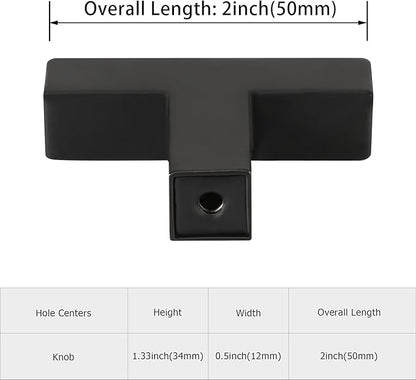 LONTAN 50 Pack Kitchen Cabinet Knobs Black Knobs for Dresser Drawers Sqaure Black Cabinet Hardware for Bathroom Cupboard,Stainless Steel