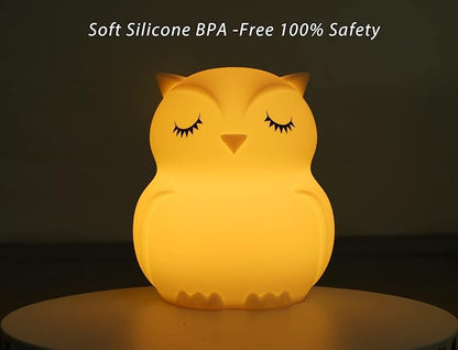WHA&DARREN Owl Night Lights Kids, Silicone Light Bedside Lamp, Baby Nursery Light, Sleep Night-Light, Squishy Night Light for Kids Room, Animal Night Lights for Girls and Boys