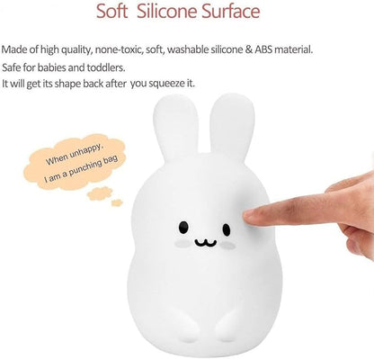 Night Light, Big Size Night Light for Kids, Bedside Lamp, Multicolor Light with Remote Control, Break Resistant, Eye Caring, Adjustable Brightness & Color, Timing Function - Large Rabbit