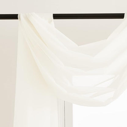 NICETOWN Beige Window Scarf Valances, Voile Fabric Canopy Curtains for Draping, Party Scarf Curtains for Birthday/Revelry, Light Beige, W60 x L216, 2 Panels