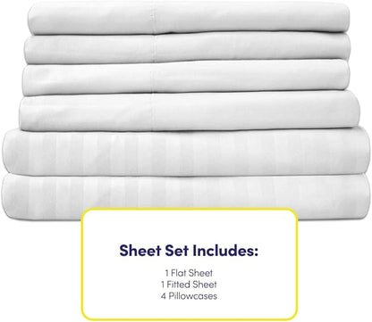 Full Size Bed Sheets - 6 Piece 1500 Supreme Collection Fine Brushed Microfiber Deep Pocket Full Sheet Set Bedding - 2 Extra Pillow Cases, Great Value, Full, Dobby White
