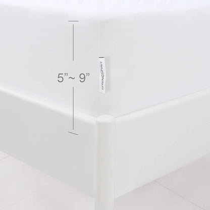 Box Spring Cover King Size with Smooth and Elastic Woven Material, Alternates for Bed Skirt, Wrinkle & Fading Resistant, Washable, Dustproof, White, 2 Pack