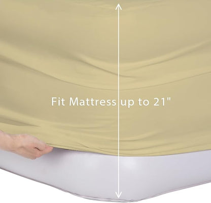 Bedecor Air Bed Sheets for Mattress Cover Removable Bed and Elastic Band Super Soft and Breathable & Deep up to 21" Beige Full