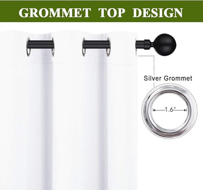 NICETOWN Draperies Curtains Panels, Blocking Out 50% Sunlight Window Treatment Curtains, Grommet Top Small Window Drapes for Bedroom (2 Panels, 34 by 72, White)