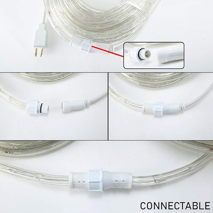 33ft 240 LED Rope Lights, 110V 2 Wire Connectable Waterproof Rope Lights, Indoor Outdoor Multicolor Light Rope for Deck, Patio, Pool, Camping Lighting Decorations (Multi-Colored)