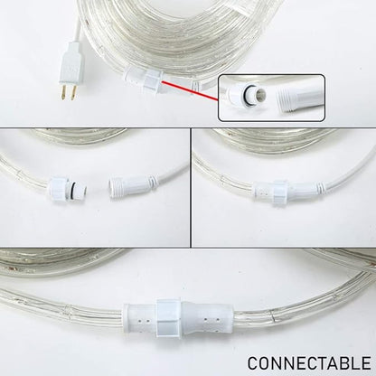 33ft 240 LED Rope Lights, 110V 2 Wire Connectable Waterproof Rope Lights, Indoor Outdoor Multicolor Light Rope for Deck, Patio, Pool, Camping Lighting Decorations (Multi-Colored)