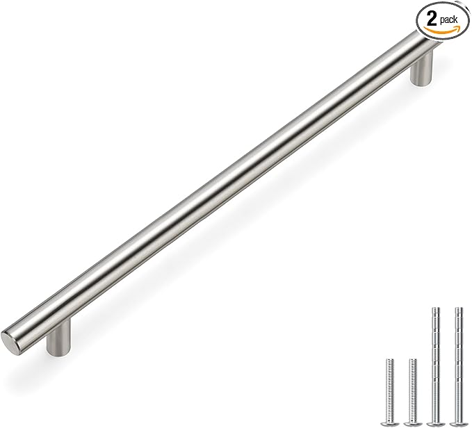 homdiy Brushed Nickel Cabinet Pulls Drawer Pulls, 10in(256mm) Hole Center Dresser Handles Silver Drawer Pulls for Kitchen, Bedroom, Bathroom, Livingroom