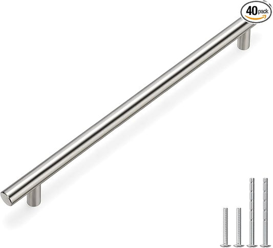 homdiy 40Pack 10in Hole Centers Zinc Alloy Kitchen Cabinet Handle - HD201SN Drawer Pulls Mordern Cabinet Handles for Bathroom Wardrobe Cabinet Hardware
