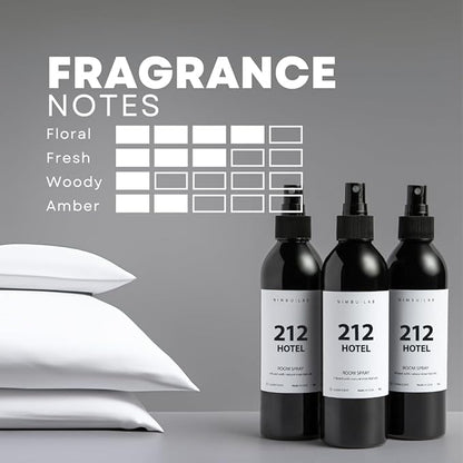 Room Spray for Home 212 Hotel - Air Freshener for Home - Linen Spray for Bedding, Pillow Spray - Floral and Marine (Sea Salt and Orchid) - Room Freshener. Long Lasting - 8oz/237ml by Nimbu Lab