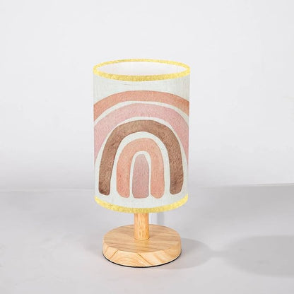 LOPYEIJFG Minimalist Bedside Table Lamp Watercolor Pink Pastel Isolated on White for Baby Nursery Room Wood Nightstand Lamp Bedside Desk Lamp Wood Base Flaxen Fabric Shade for Bedroom Living Room