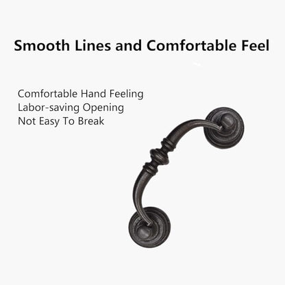 4PCS Retro Dresser Drawer Drop Bail Pulls Handles Classic Metal Swing Handles Hole Centers for Kitchen Bedroom Decoration (Iron Black)
