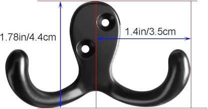Coat Hooks Hardware,20 Pcs Wall Hooks Heavy Duty Hooks for Hanging Coats Double No Rust Hook Wall Mounted for Key, Towel, Bags, Cup, Hat (20pcs Black)