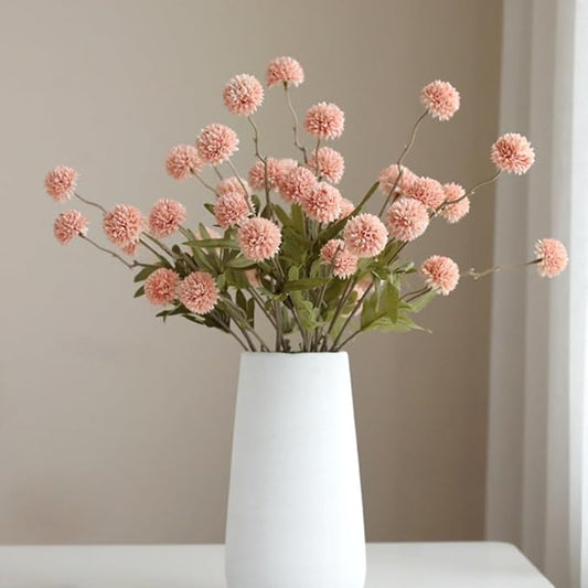 Artificial Flowers for Vases 20.5 Inch 10 Stems， Silk Dried Fake Mums Bouquet Indoor Faux Floral Arrangements for Decoration (Pink)