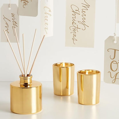 Thymes Frasier Fir Reed Diffuser Set – Includes Reeds, Fragrance Oil, and Frosted Glass Bottle – Fragrance Oil Diffuser – Room Fresheners – Luxury Home Decor – Gold (Gilded, 4 fl oz)