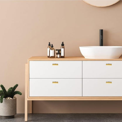 3 Pack Gold Cabinet Knobs - Curved Cabinet Pulls Brushed Brass Knobs for Kitchen Drawer Solid Dresser Pulls for Kitchen Hardware 1-3/4in Length Single Hole