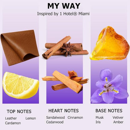 My Way by Aromely Essential Diffuser Oil Blend - Inspired by 1 Hotel® - Luxurious Fragrance with Notes of Leather, Cardamon, Lemon, Cedarwood, Iris and Amber. (120 ML, My Way)