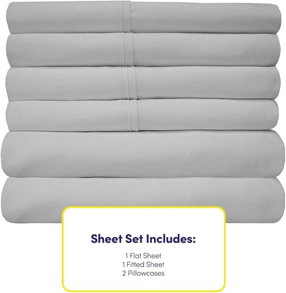 Twin Size Bed Sheets - 4 Piece 1500 Supreme Collection Fine Brushed Microfiber Deep Pocket Twin Sheet Set Bedding - 1 EXTRA PILLOW CASES, GREAT VALUE, Twin, Silver