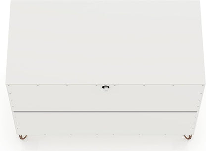 Manhattan Comfort Rockefeller 3 Drawer Dresser for Bedroom Storage, Nursery, Closet, Living Room, Entryway, TV Stand for Screens up to 32 Inches, Anti-Tip Kit Included, Set of 2, White