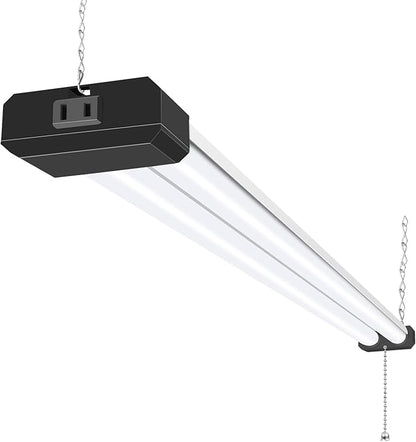 hykolity 1 Pack 4FT Linkable LED Shop Light for Garage, 6500lm, 4FT 60W Utility Light Fixture, 5000K Daylight LED Workbench Light with Plug, Hanging or Surface Mount, Black - ETL