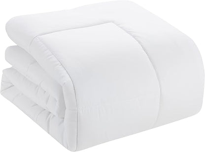 Sweet Home Collection 5 Piece Comforter Set Bag Solid Color All Season Soft Down Alternative Blanket & Luxurious Microfiber Bed Sheets, White, Twin (Pack of 4)