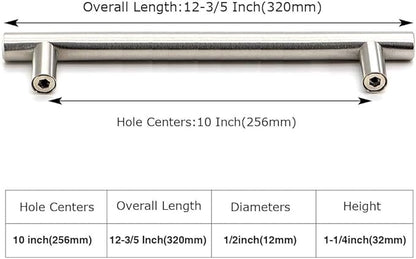 homdiy 15 Pack Kitchen Cabinet Handles Brushed Nickel Pulls for Cabinets - HD201SN Contemporary Cabinet Handle Pull Cabinet Door Handle Straight Bar Pull Stainless Steel, 10in Hole Centers