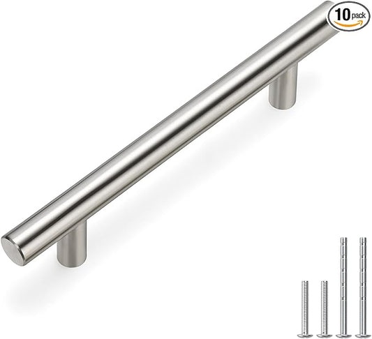 homdiy 96mm Cabinet Handles Drawer Pulls - HD201SN Cabinet Hardware Brushed Nickel Cabinet Pulls 10 Pack Modern Cupboard Handles for Kitchen Cabinets