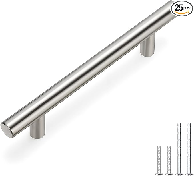 homdiy 25Pack Cabinet Handles Brushed Nickel Cabinet Pulls 3-3/4in Hole Center - HD201SN Kitchen Hardware for Cabinets Sliver Cabinet Hardware Pulls for Bathroom, Bedroom,Wardrobe