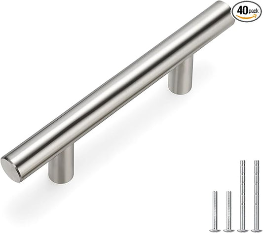 homdiy (40 Pack Brushed Nickel Cabinet Pulls Drawer Handles - HD201SN Kitchen Cabinet Handles Cupboard Handles Drawer Pulls, 2-1/2in Hole Centers