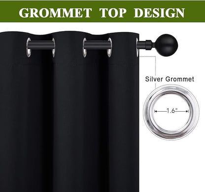 NICETOWN Room Separating Divider Curtain Screen Partition, Function Thermal Blackout Noise Reducing Curtain, Sliding Door Insulated Drape for Patio, Black, 8.3ft Wide x 9ft Long