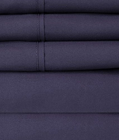 Twin Size Bed Sheets - 4 Piece 1500 Supreme Deluxe Collection Deep Pocket Ultra Soft Twin Sheet Set Bedding - 1 EXTRA PILLOW CASES, GREAT VALUE, Twin, Navy