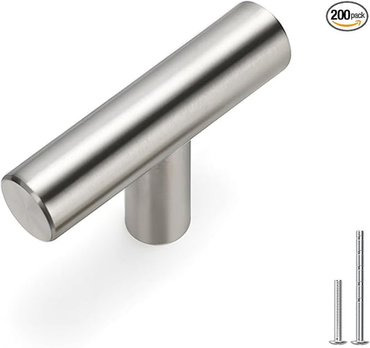homdiy 200Pack Cabinet Knobs - Brushed Nickel Drawer & Door Knobs - 2in Modern Hardware for Kitchen & Dresser Drawers